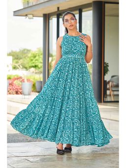Gahan - Turquoise Paisley Miles Of Style Belted Maxi Dress
