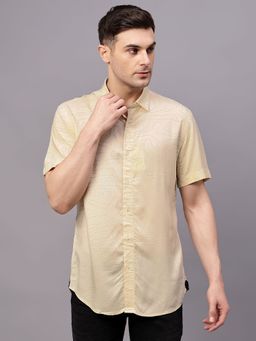 Cantabil - Men Beige Printed Half Sleeves Casual Shirt
