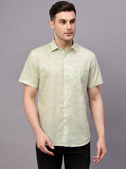 Cantabil - Men Green Printed Half Sleeves Casual Shirt