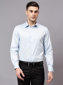 Cantabil - Men Sky Blue Solid Full Sleeves Party Wear Shirt