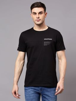 Cantabil - Men Black Printed Round Neck T-Shirt