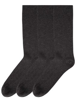 NEXT2SKIN - Mens Cotton Crew Length Socks -Pack of 3 Pair (Charcoal Grey:Charcoal Grey:Charcoal Grey)