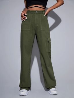 Off Duty India - Off Duty Army Green Baggy Fit Cargo Jeans
