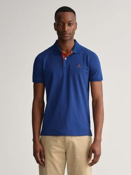 GANT - Men Blue Solid Regular Fit Polo T-Shirt