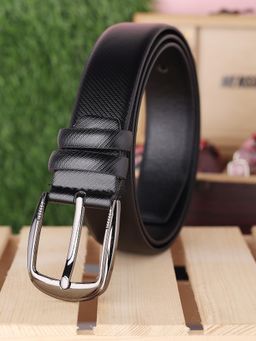 ZEVORA - Men Black Textured Formal Belt