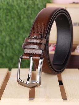 ZEVORA - Men Brown Textured Formal Belt