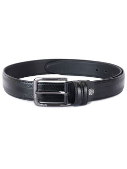 ZEVORA - Men Black Textured Formal Belt