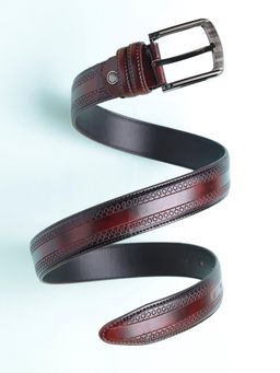 ZEVORA - Men Brown Textured Formal Belt