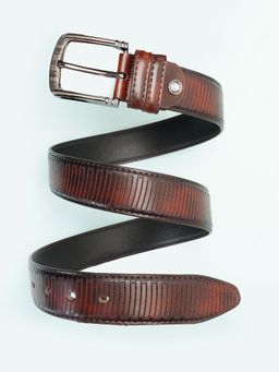 ZEVORA - Men Brown Textured Formal Belt