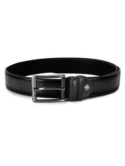 ZEVORA - Men Black Textured Formal Belt