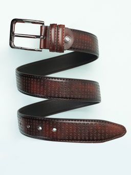 ZEVORA - Men Brown Textured Formal Belt