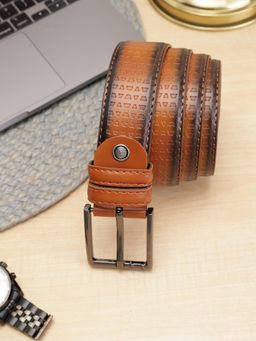 ZEVORA - Men Tan Textured Formal Belt