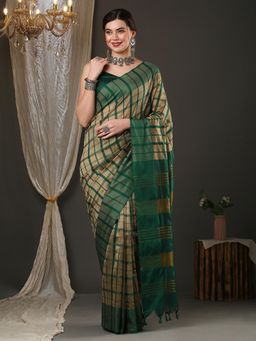 Sareemall - Womens Aura Silk Beige Woven Design Designer Saree with Unstitched Blouse