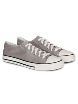 MOZAFIA - Men Grey Round Toe Lace Ups Sneakers