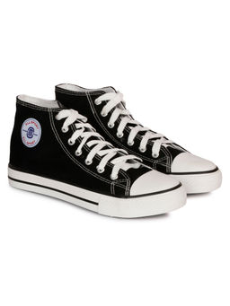 MOZAFIA - Men Black Round Toe Lace Ups Sneakers