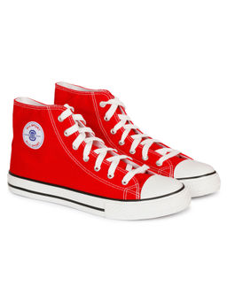 MOZAFIA - Men Red Round Toe Lace Ups Sneakers