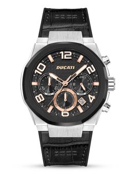 Ducati - Chronograph Quartz Watch with Black Leather Strap (M)