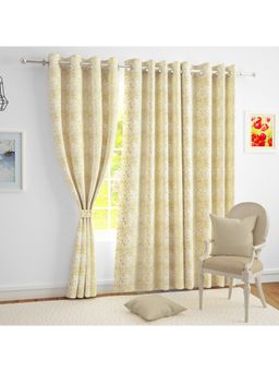 Story@Home - 300 Gsm Polyester Blackout 4 Pc Off White & Golden