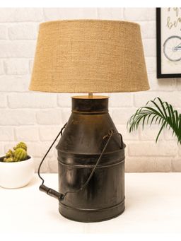 Homesake - Rustic Milk Can Table Lamp Jute drum