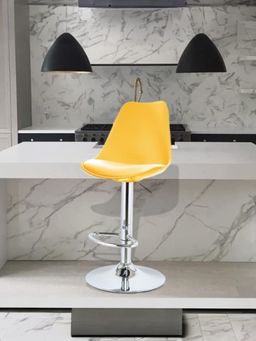 Savya Home - Curvy Kitchen Stool, Bar Stool (Single, Yellow)