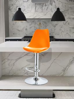 Savya Home - Curvy Kitchen Stool, Bar Stool (Single, Orange)