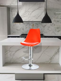 Savya Home - Curvy Kitchen Stool, Bar Stool (Single, Red)