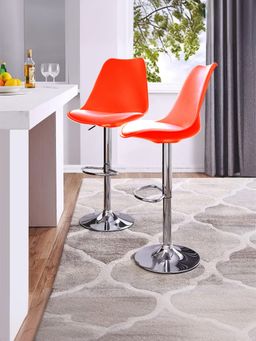 Savya Home - Pack of 2 Curvy Kitchen Stool, Bar Stool (Single, Red)