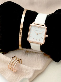 Joker and Witch - Joker & Witch White Stainless Steel Watch and Bracelet With Ring (Set of 3)