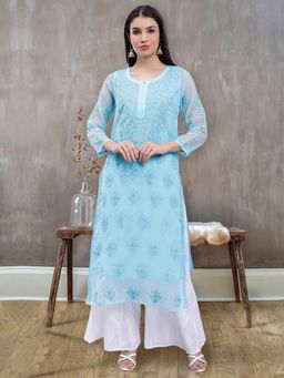 Seva Chikan - Hand Embroidered Georgette Lucknowi Chikankari Kurta with Inner (Set of 2)