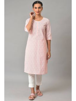 Aurelia - Peach Floral Printed Cotton Kurta