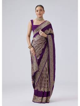 KALKI FASHION - Purple Jacquard Brocade Saree