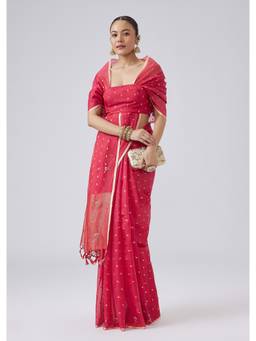 KALKI FASHION - Rani Pink Kota Silk With Butti Embroidery