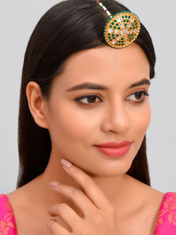 Silvermerc Designs - Samprada Gold Plated Rajwadi Borla Maangtikka