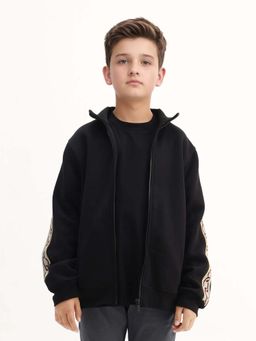 RARE ONES - Kids Sugar Black Cotton Blend Solid Regular Fit Jacket