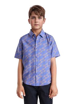 RARE ONES - Kids Welt Purple Viscose Blend Print Button Closure Regular Fit Shirt