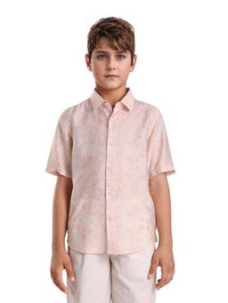 RARE ONES - Kids Pel Dusky Pink Viscose Blend Printed Button Closure Regular Fit Shirt