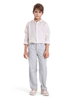 RARE ONES - Kids Jin Light Green Polyester Striped Regular Fit Trouser