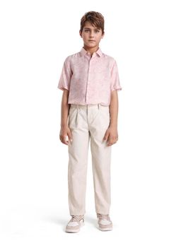 RARE ONES - Kids Jin Beige Polyester Striped Regular Fit Trouser