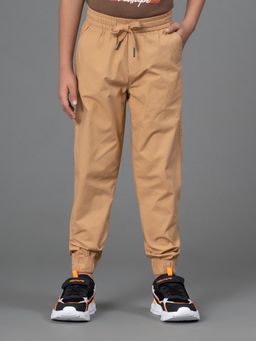 Red Tape - Tan Solid Cotton Spandex Boys Joggers