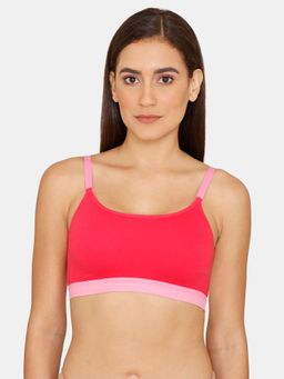 Zivame - Beautiful Basics Double Layered Non-Wired Full Coverage Bralette Bra - Rose Red