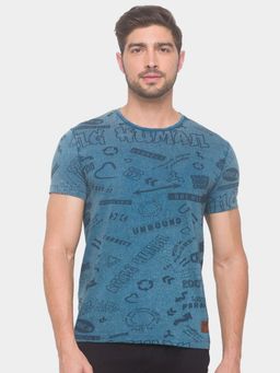 Being Human - Men Printed Blue T-Shirt