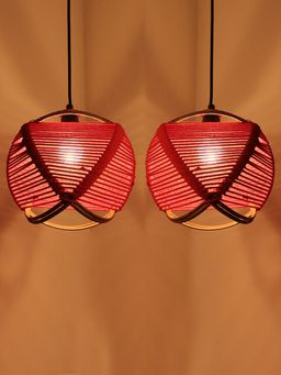 ExclusiveLane - Jute Goblet Pendant Lamp In Iron (Set Of 2)