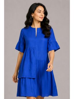 Twenty Dresses by Nykaa Fashion - Royal Blue Asymmetric Tiered Casual Knee Length Dress