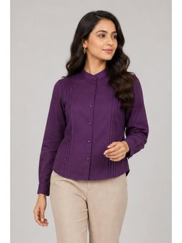 Twenty Dresses by Nykaa Fashion - Plum Purple Full Sleeve Regular Fit Shirt