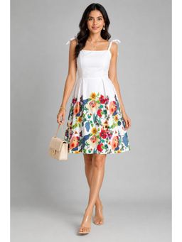 Twenty Dresses by Nykaa Fashion - White Floral Print Fit & Flare Dress