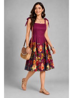 Twenty Dresses by Nykaa Fashion - Magenta Floral Print Fit & Flare Dress
