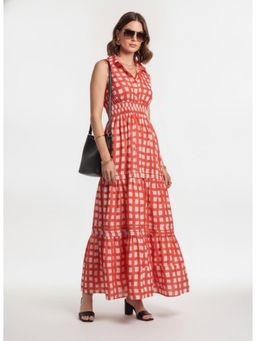Twenty Dresses by Nykaa Fashion - Red & White Gingham Checks Shirt Midi Dress