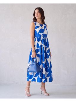 Twenty Dresses by Nykaa Fashion - Bold White Abstract Leaf Print Tiered Midi Dress