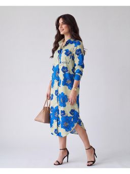 Twenty Dresses by Nykaa Fashion - Womens Green Poly Crepe Long Sleeves Calf Length Dress