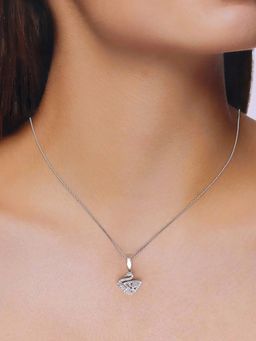 Kai Jewel - Sterling Silver Stylish Swan Zircon Cut Pendant with Chain Necklace